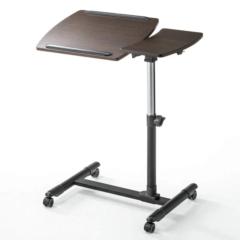 Movable tilt flip lift computer desk keyboard support frame double panel cart type bedside sofa table
