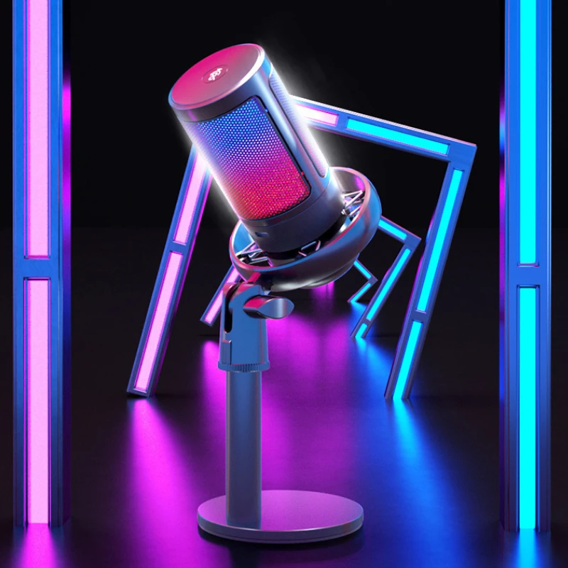 Mikrofon Gaming RGB dengan Pen - Streaming Mic Condenser ulasan dan harga