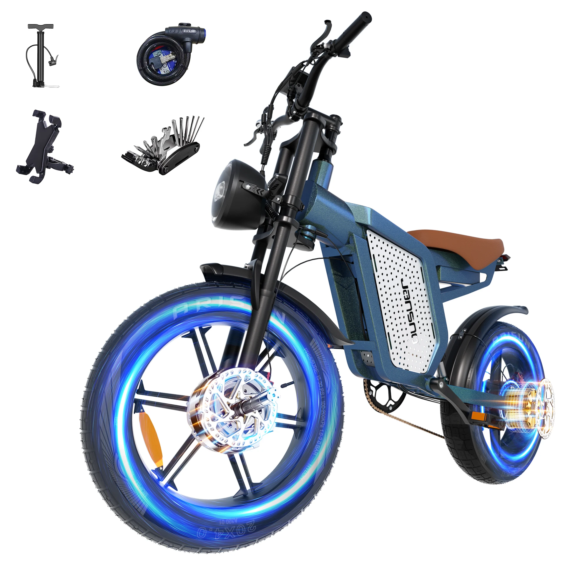 

Jansno X60 Adult Electric Bike 750W*2 Dual Motor E-Mountain bike 48V23Ah Battery 20 Inch Fat Tire Off-road E-bike