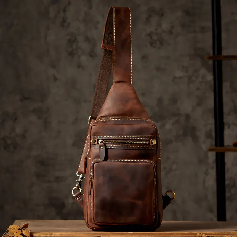 Luxe Originele Design Multifunctionele Borsttas Mannen Waterdichte Mannelijke Schouder Cross Tassen Echt Lederen Outdoor Motocycle Backbag