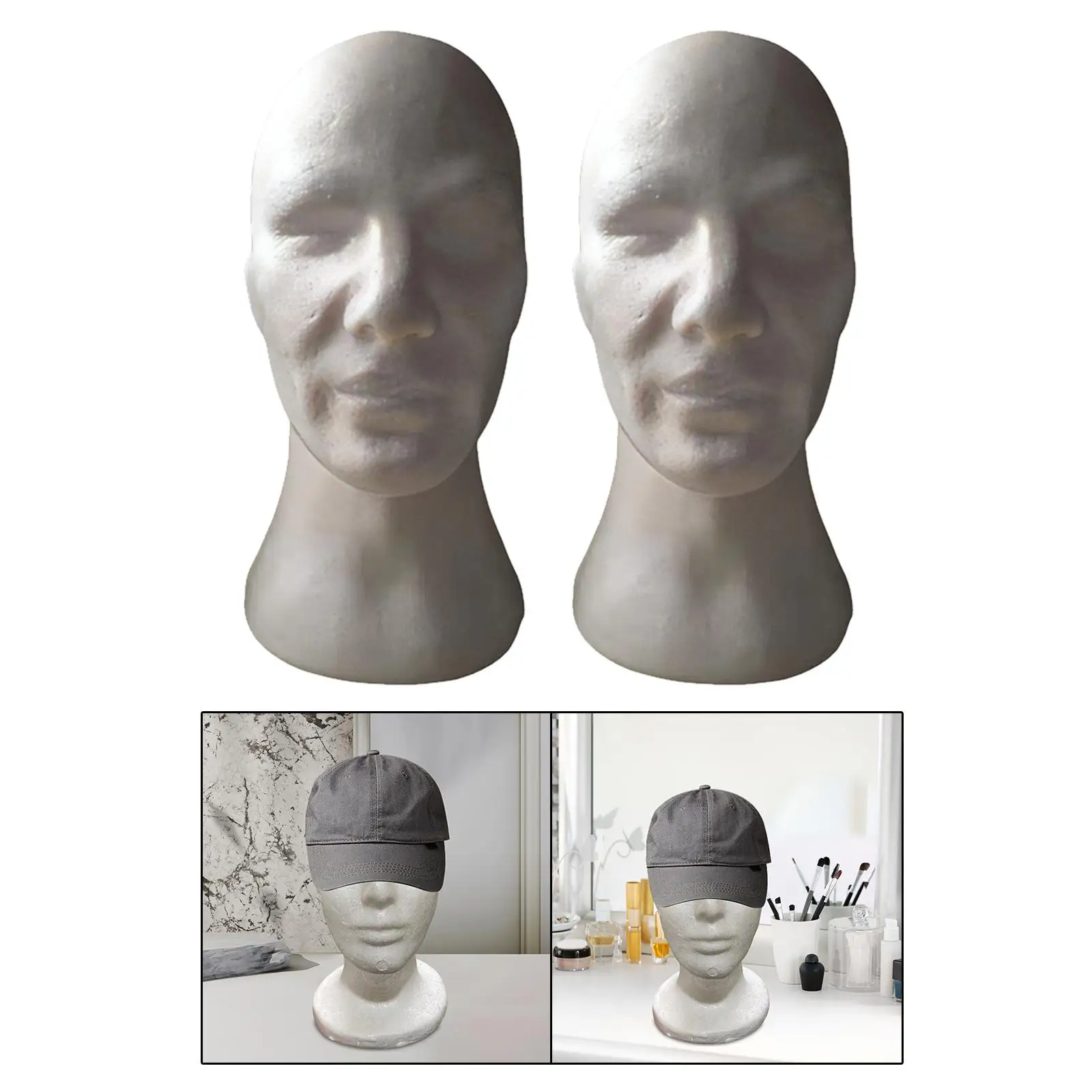 

2 Pieces Head Display s Display Stand for Travel Home Barber Shop