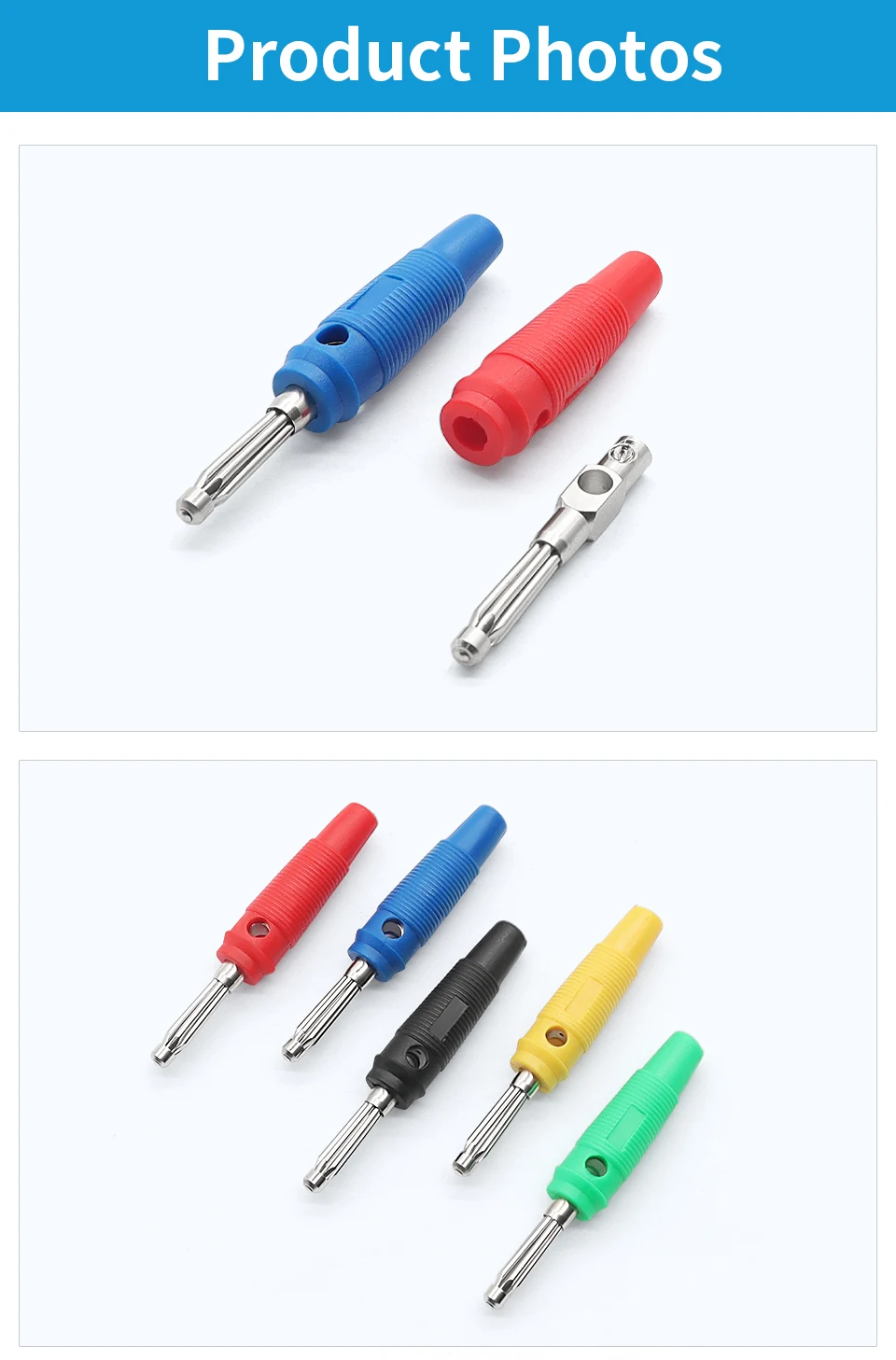 OMCH 5 Stück 4 mm 32 A Hochstromschraube, lötfrei, stapelbar, Bananenstecker aus vernickeltem Kupfer für Multimeter-Lautsprecherkabel – Detail 3