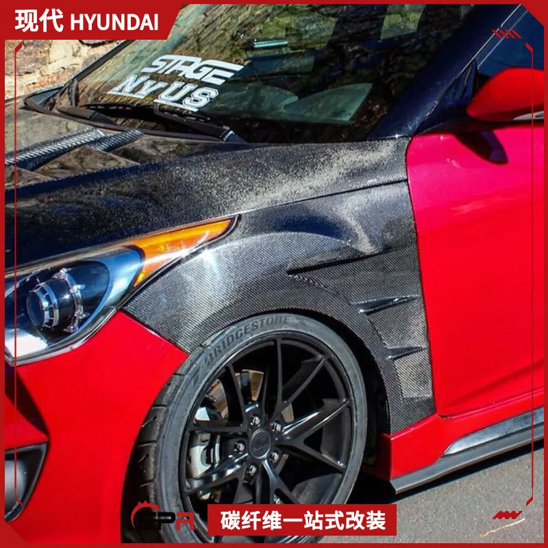 

Подходит для современных модифицированных деталей из углеродного волокна Veloster, переднее крыло с открытым отверстием EPA, передняя песчаная доска