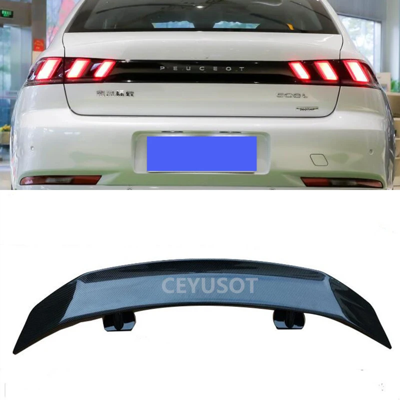 For Universal GT Spoiler WING NEW Peugeot 508 ABS Material Sedan Car Trunk Rear Lip Tail Decoration Black Accessories 2008-UP