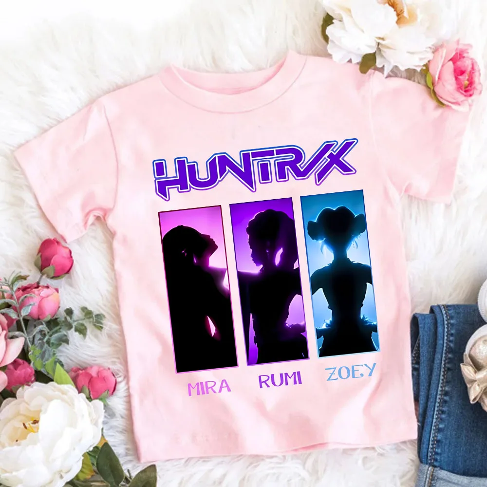 ملابس علوية غير رسمية على الموضة 2025 تي شيرت قطني ناعم للأطفال البنات ملابس أطفال KPop شيطان الصيادين المشجعين هدايا ملابس أطفال