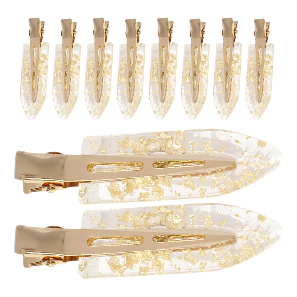 

10pcs Golden No Trace Hair Clips for Women Styling Decorative Plastic Accessories Non Slip Hairpins Bangs Sectioning Trendy Hair