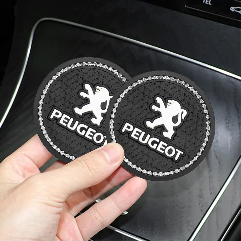 1/2Pcs Car Interior Rubber Diamond Badge Non-slip Pad Coaster For Peugeot 306 307 308 508 206 207 208 106 107 108 2008 3008 5008