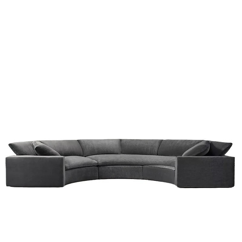 Modern cotton and linen fabric curved sofa semicircular sofa