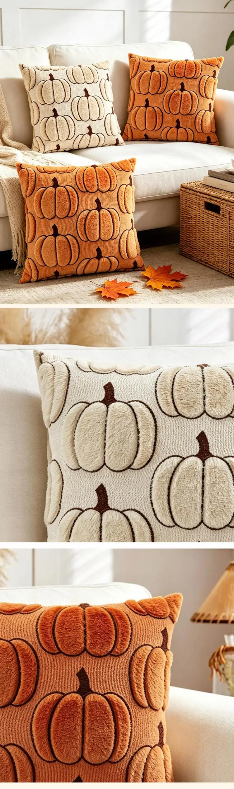 Harvest Festival Pumpkin Dekorativer Kissenbezug Cojines Thanksgiving Plüsch-Sofa-Quadratkissenbezug Kopfteil-Kissenbezug – Detail 5