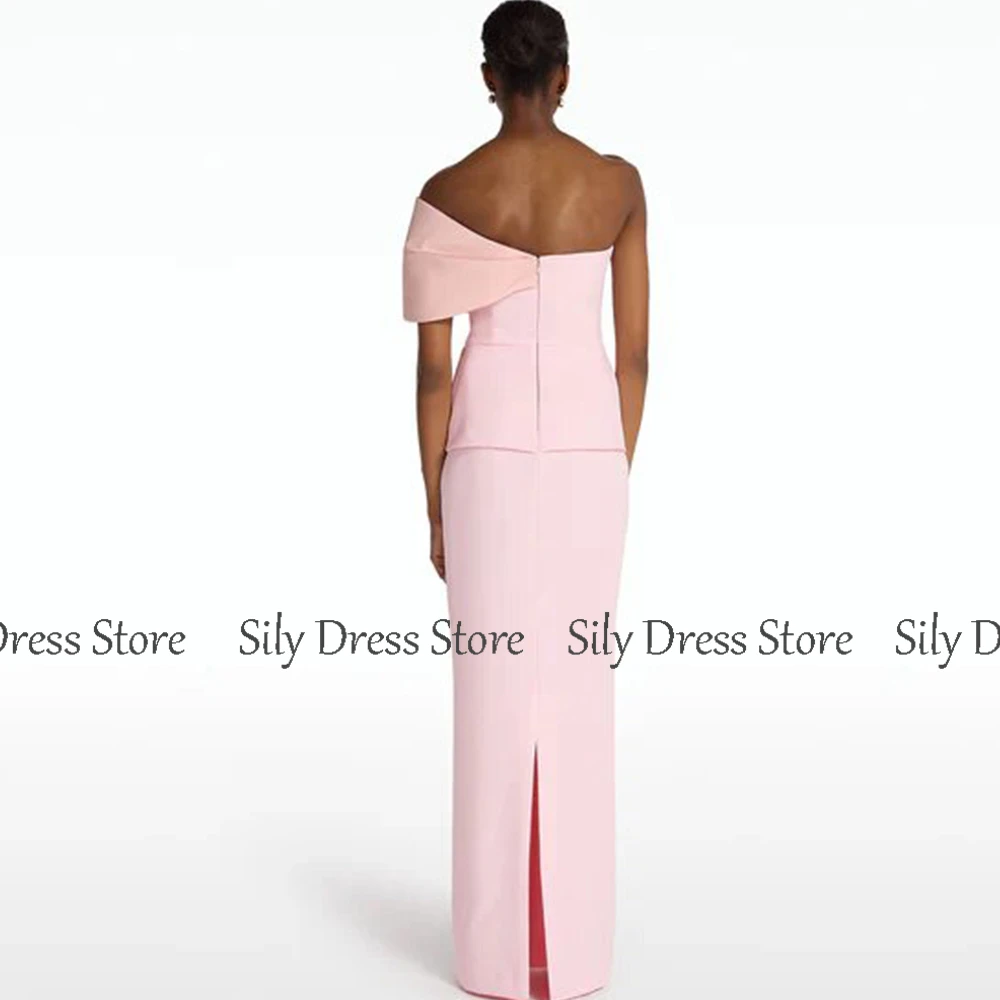 Simple Special Occasion Dresses Jersey Sheath/Column 2024 Formal Evening Gown Pink Off-the-shoulder Criss-Cross Party Dress Long