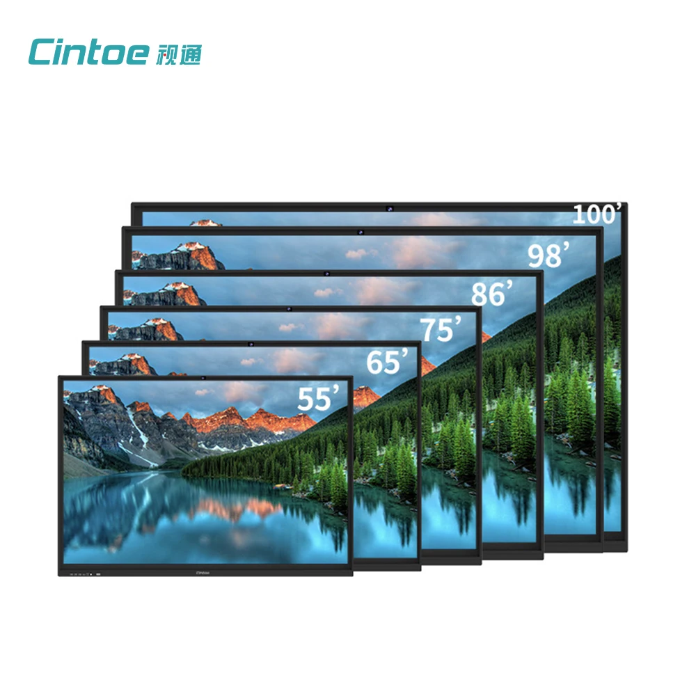 Unview  Hisense  Seewo 75 105 Inch Touch Screen Pc Android Mobile Stand Smart Interactive Flat Panel For School