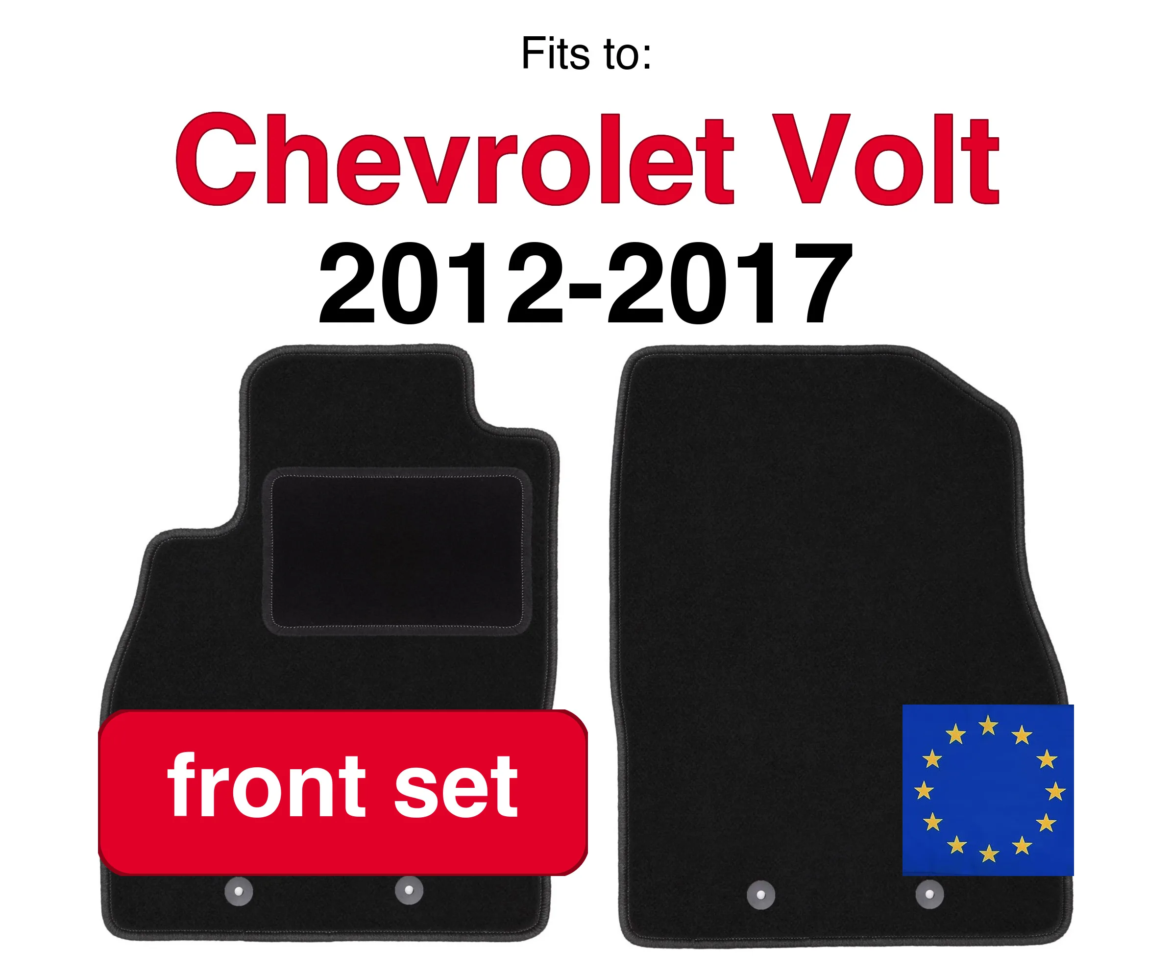 Auto velours vloermatten voor Opel Ampera en hatchback (2012-2017) - Zwart (2 stuks) set auto vloermatten voor