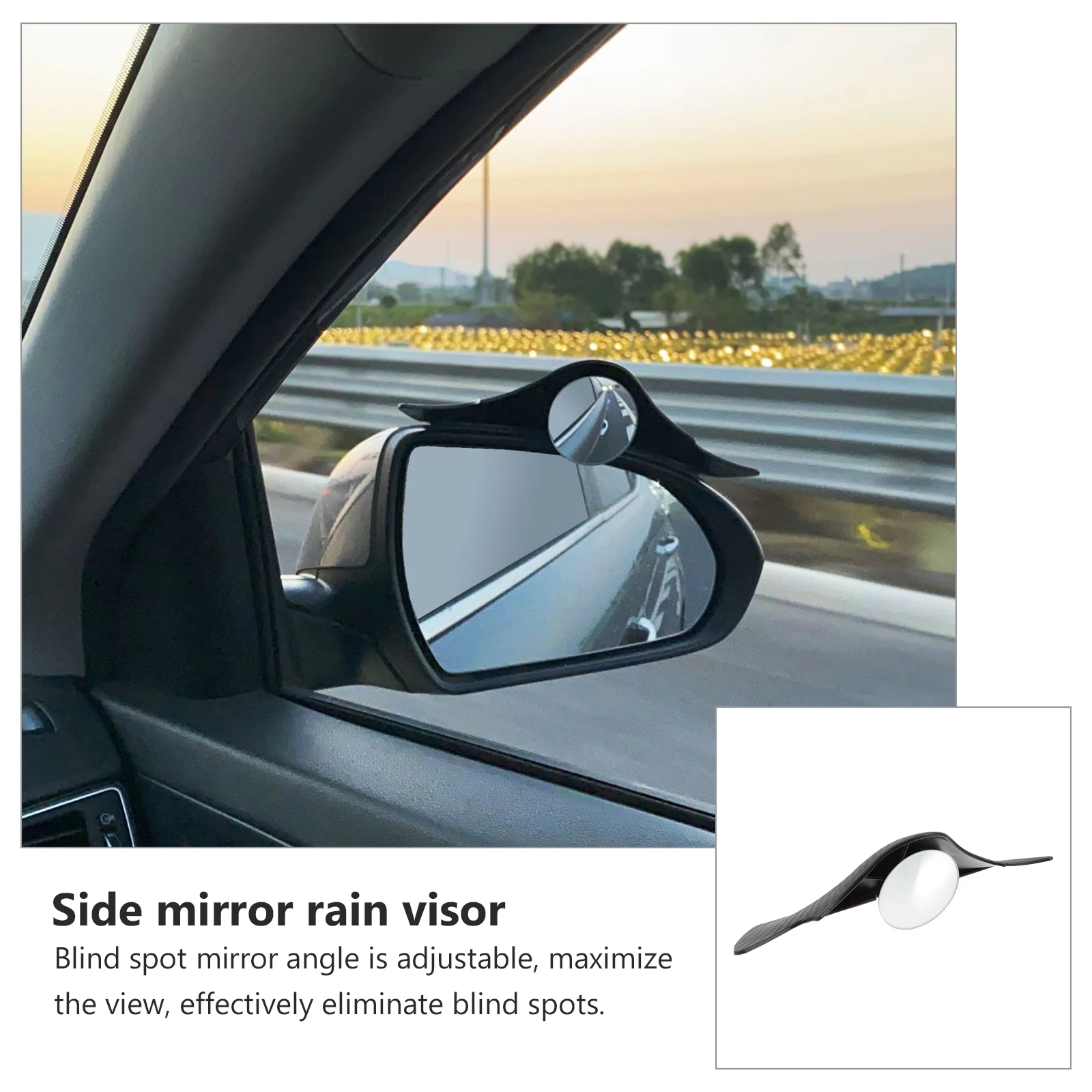 

1Pair Car Rear View Mirror Rain Shield Eyebrow Cover with Convex Mirror Adjustable Angle for Better Visibility