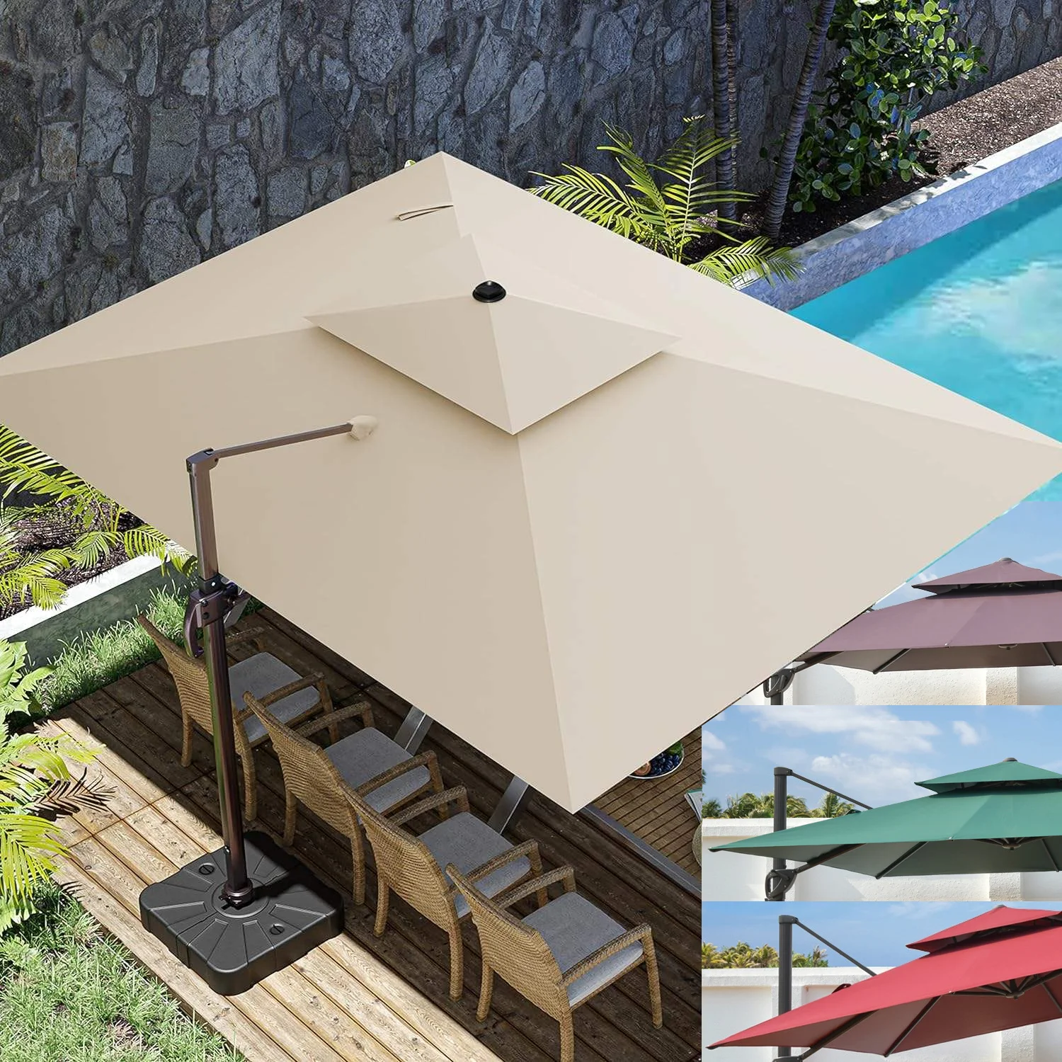 

Patio Paraplu Gemakkelijk Te Openen Buitenkant Zonnescherm Led Outdoor Cafe Parasols Zonne-Licht Paraplu