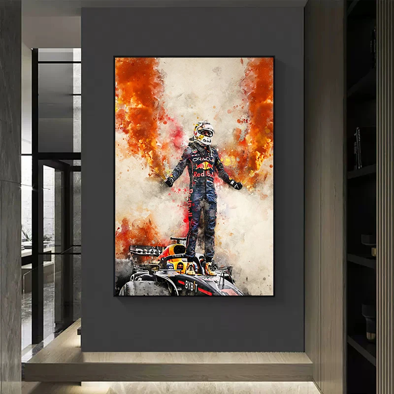 Graffiti F1 Racer Formula 1 World Champion Lewis Hamilton Portrait Poster Canvas Painting Racing Team Wall Art Room Decoration