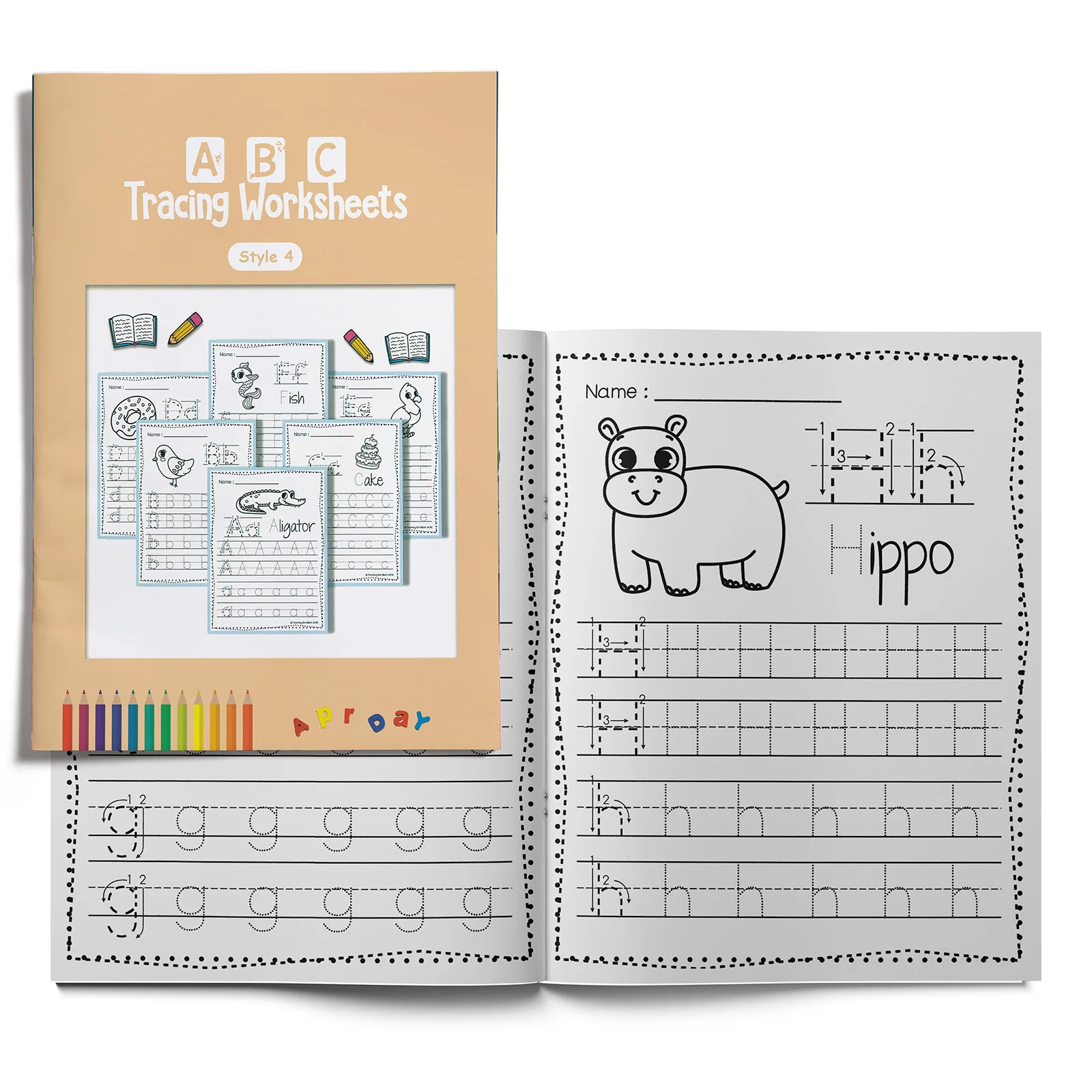 Children's alphabet coloring book, cute cartoon patterns, preschool early education workbook, boost your baby's hands-on skills