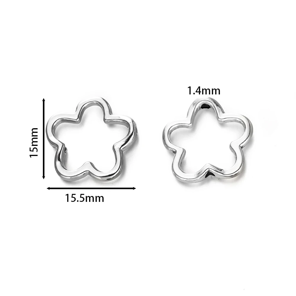 10pcs/lot 15x15mm Cute Hollow Flower Charms Connector Pendant Fit DIY Handmade Metal Alloy Jewelry Making Supplies