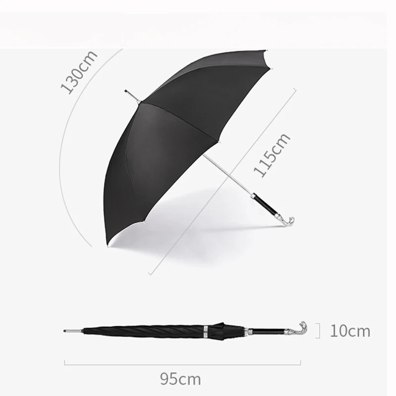 Retro Chinese Zodiac Umbrella Luxury Metal Long Handle Umbrellas Creative Animal Head Windproof Strong Rain Umbrella Big Parasol