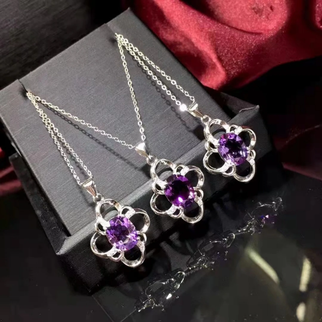 

KJJEAXCMY High purity Natural Amethyst S925 silver exquisitely Pendant Full of luster Simple,Elegant Simple High-End ccessory