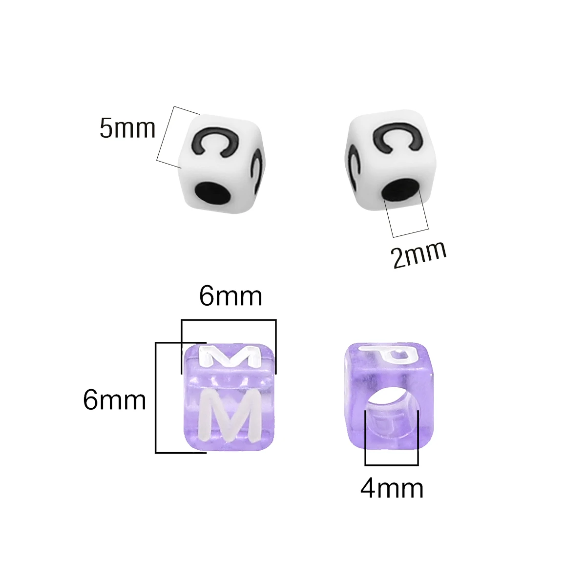 Professional 5-6mm Acrylic Alphabet Square Beads - 200/100pcs Multi-Size DIY Jewelry Supplies for Craft