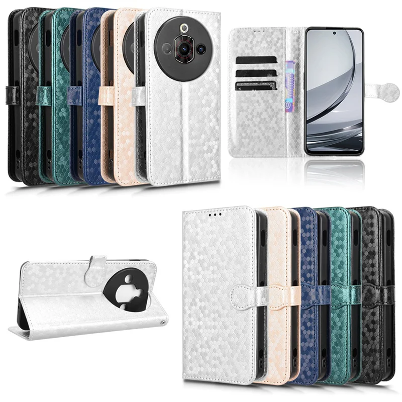 

For ZTE+Nubia+Focus+Pro+5G polka dot leather case anti drop bracket magnetic buckle leather case