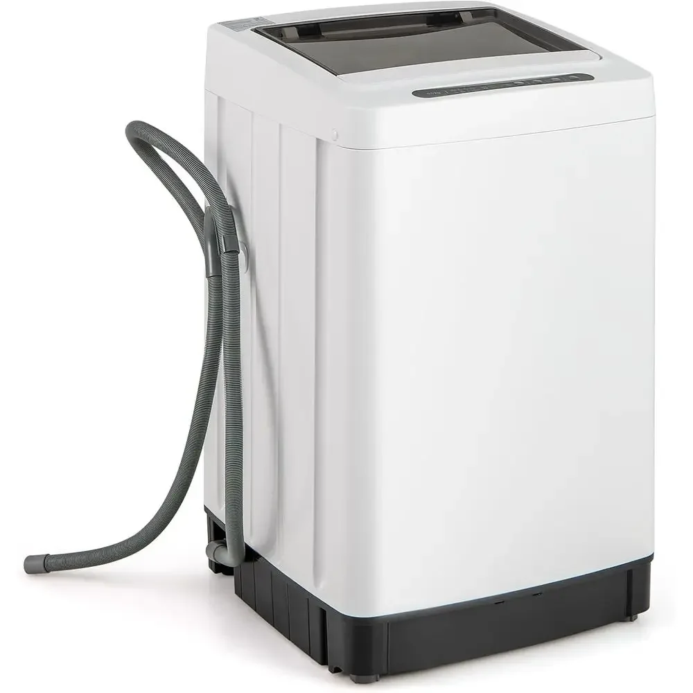 Compact 11 lbs Automatic Portable Washer with 8 Cycles, 10 Water Levels, LED Display, Built-In Drain Pump, 1.5 Cubic Feet Washer