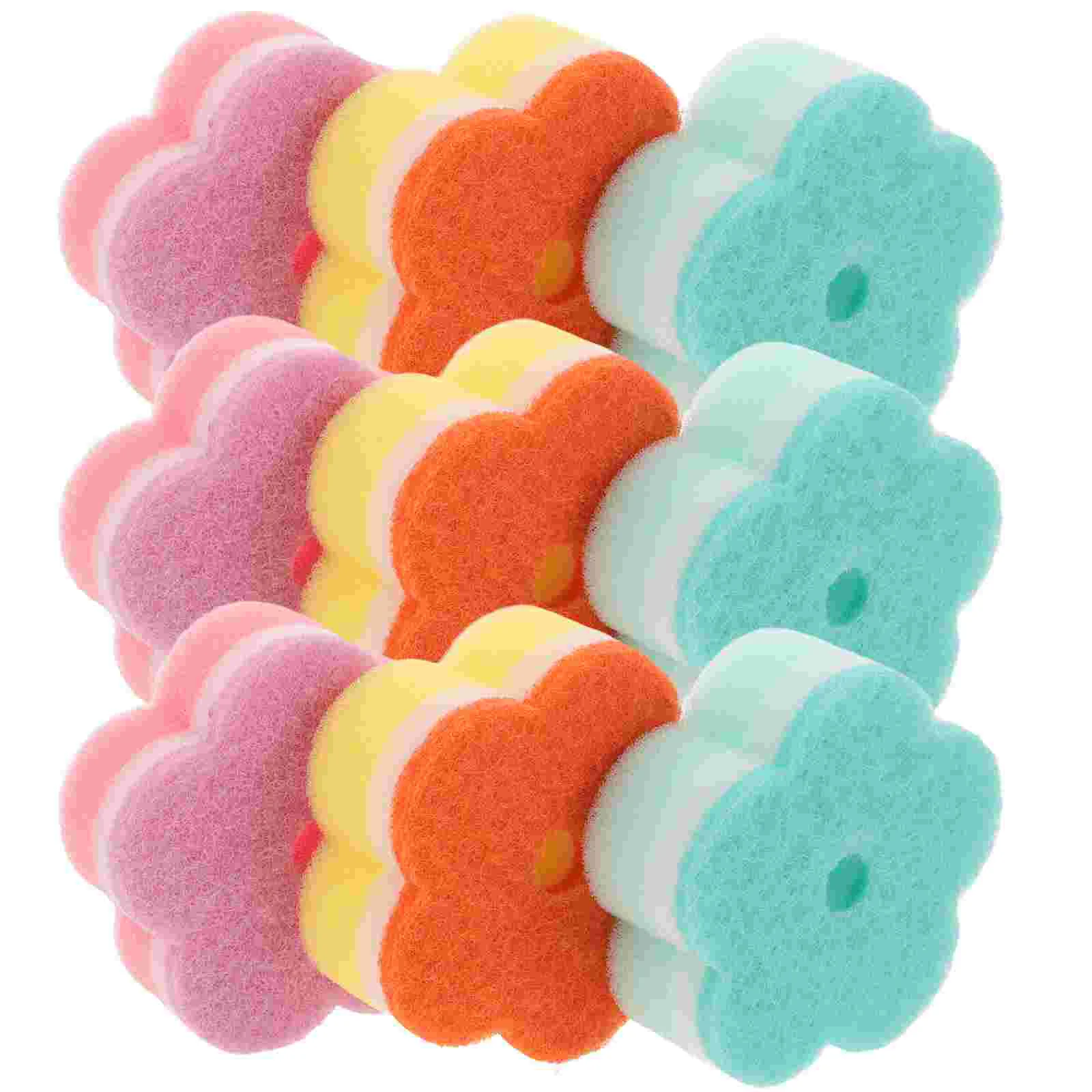 

10 Pcs Nanometer Cleaning Dishcloth Sponge Scouring Pad Pot Scrubber Dish Brush for Kitchen (Five Finger Flower, In Bulk)