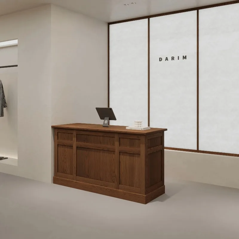 

Brown Counter Reception Desks Beauty Aesthetics Business Salon Reception Desks Commercial Indoor Bancone Da Reception Furniture