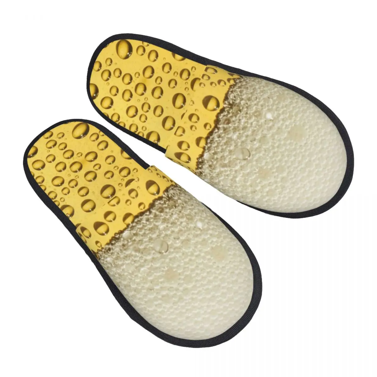 Custom Funny Beer Realistic Bubbles Foam Soft Memory Foam House Slippers Women Drinking Lover Cozy Warm Anti-skid Sole Slipper