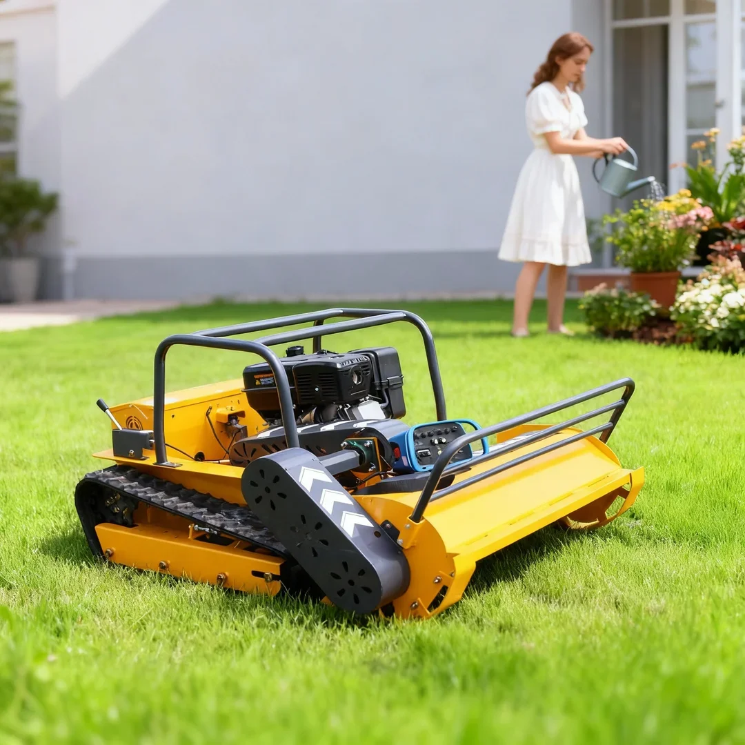 Customized CE EPA Certified All Terrain Flail Lawn Mower - Rubber Track Remote Control Robot Grass Cutting Machine