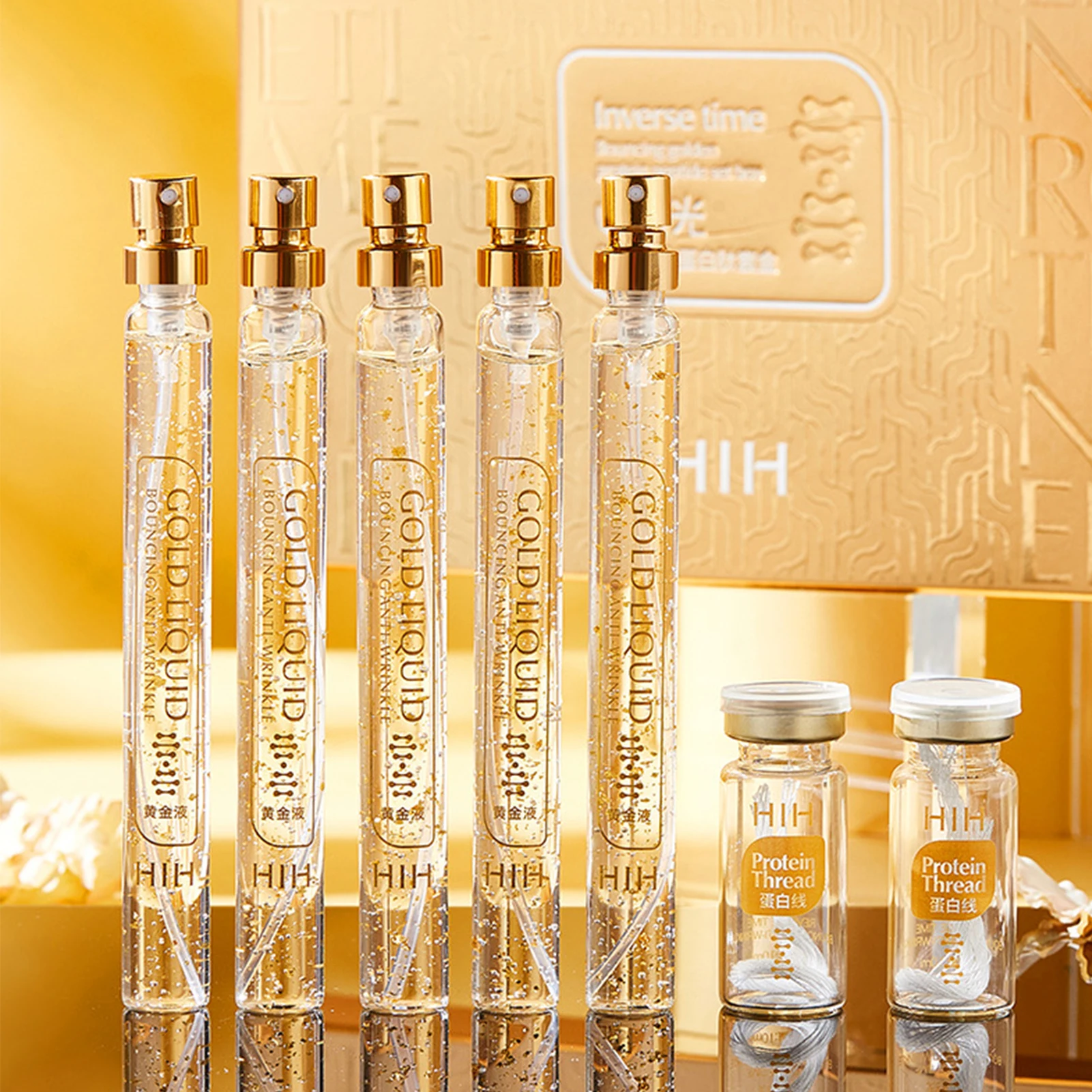 Protein Thread Lifting Kit Combination Of Soluble Protein Thread And Gold Essence Fine Lines Reduce Skin Whitening Tool For