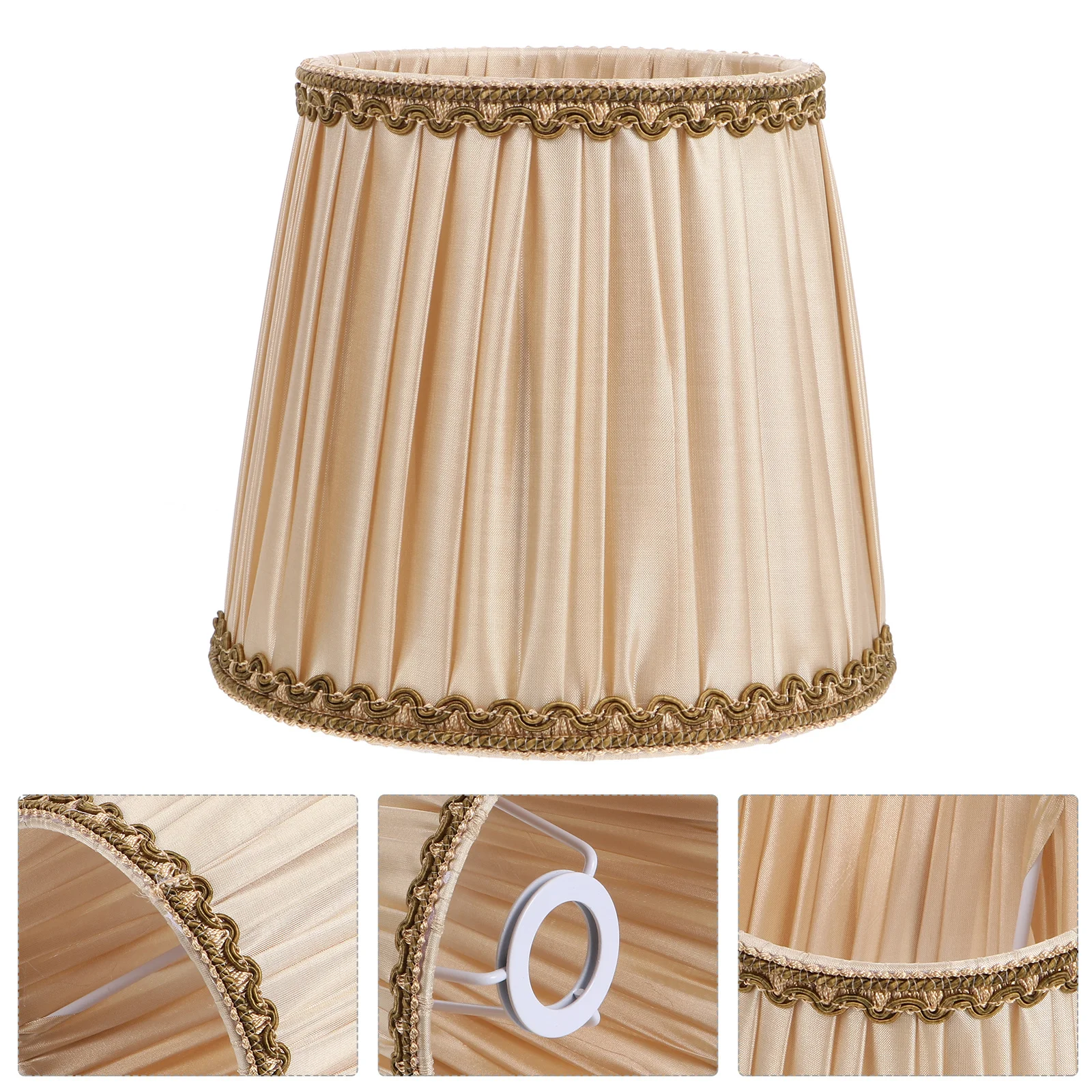 

1pc Retro Fabric Lampshade Pleated Lace Dust Cover For Table Ceiling Pendant Lamps Home Decoration Lighting Accessory