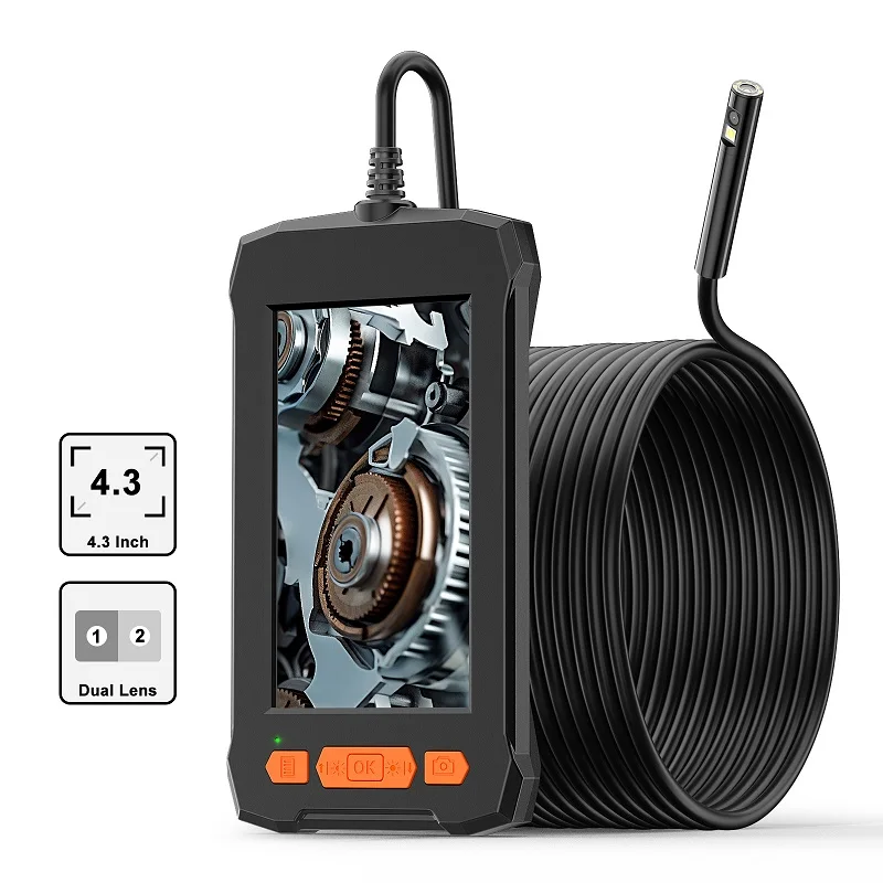 4.3'' IPS Screen Endoscope Video USB Camera HD1080P Single Dual Lens Car Inspection Borescope Waterproof Probe with LEDs 2600mAh