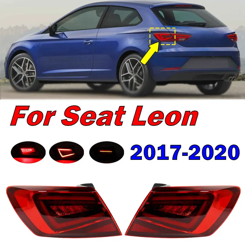 Для Seat Leon 2017 2018 2019 2020 задний фонарь в сборе, предупреждающий стоп-сигнал, указатель поворота, автомобильный задний фонарь, дальний свет
