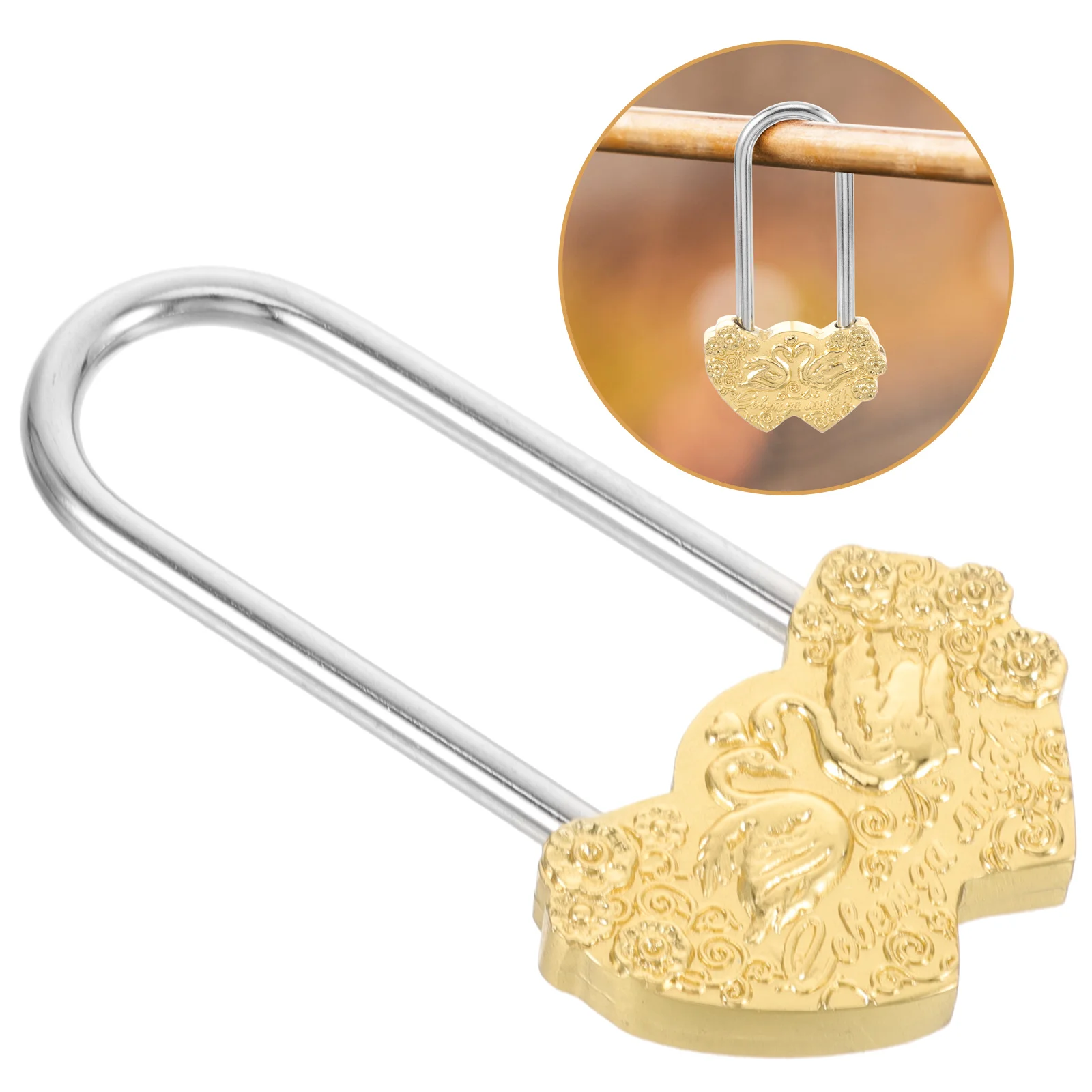 

Wish Padlock Metal Decorative Lock Vintage Swan Pattern Small Compact Lock for Lovers Wedding Travel Anniversary