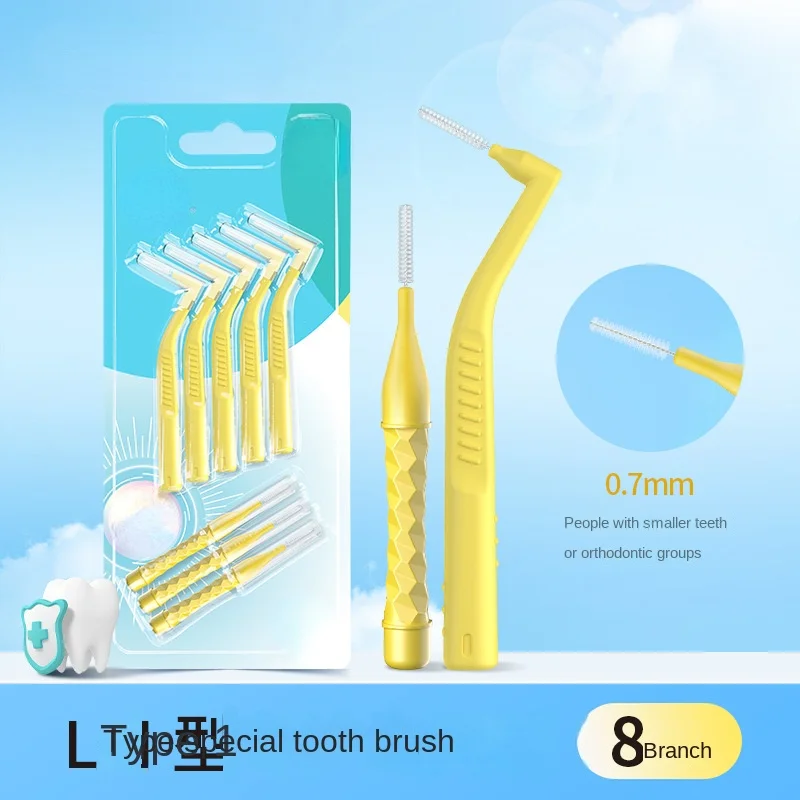 1 conjunto de 8 peças i + l-tipo push pull escova interdental 0.4-1.5mm limpeza entre os dentes cuidados orais fio dental ortodôntico