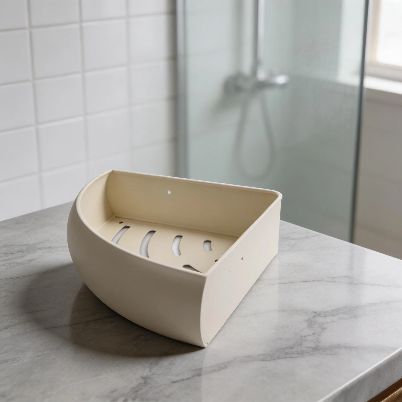 Bathroom cream style storage rack wall mounted corner design with quick drainage and guardrail for shower essentials