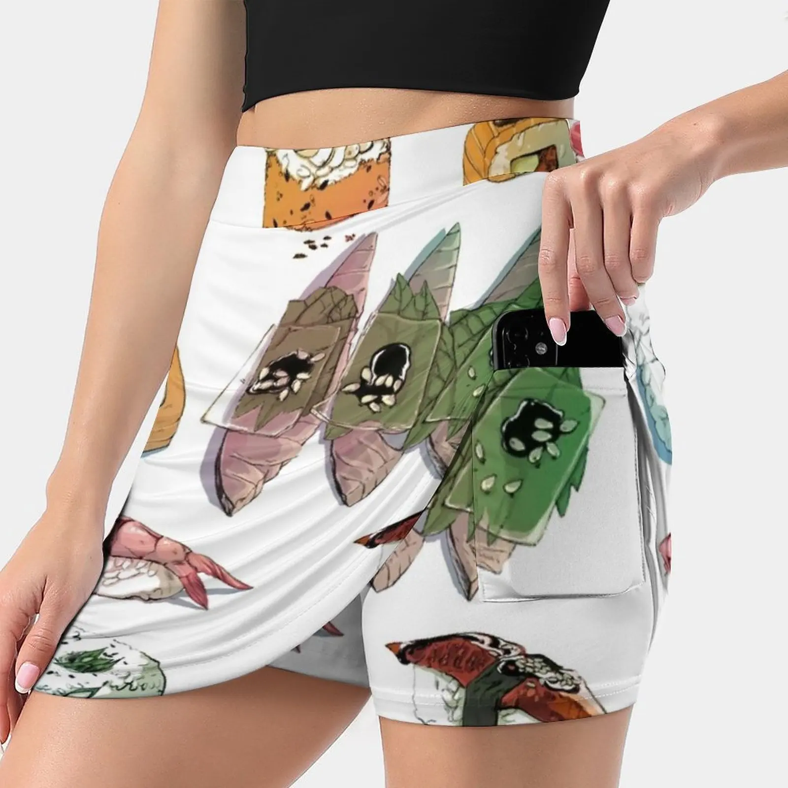 Sushi Set Skirts Woman Fashion 2022 Pant Skirt Mini Skirts Office Short Skirt Sushi Japan Japanese Masago Sashimi Onygiri Food