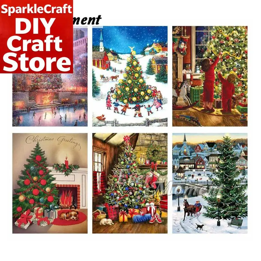 Ever Moment Diamond Painting Set Christmas Tree Gift Diamond Embroidery House Stuff 5D Square Drills Mosaic For Giving ASF2209 u