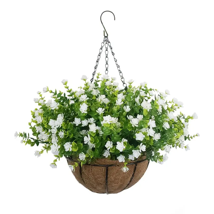 

Hanging Flowers Basket, 12 UVResistant Bundles of Realistic Fake Flowers, Faux Plants for Outdoor Decor, Home, Garden, Porch, Pa
