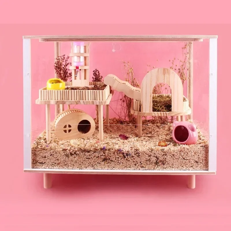 

High-End Luxury Hamster Cage Oversized Villa Acrylic Cage Raising Golden Bear Flower Branch Rat Rudin Chicken