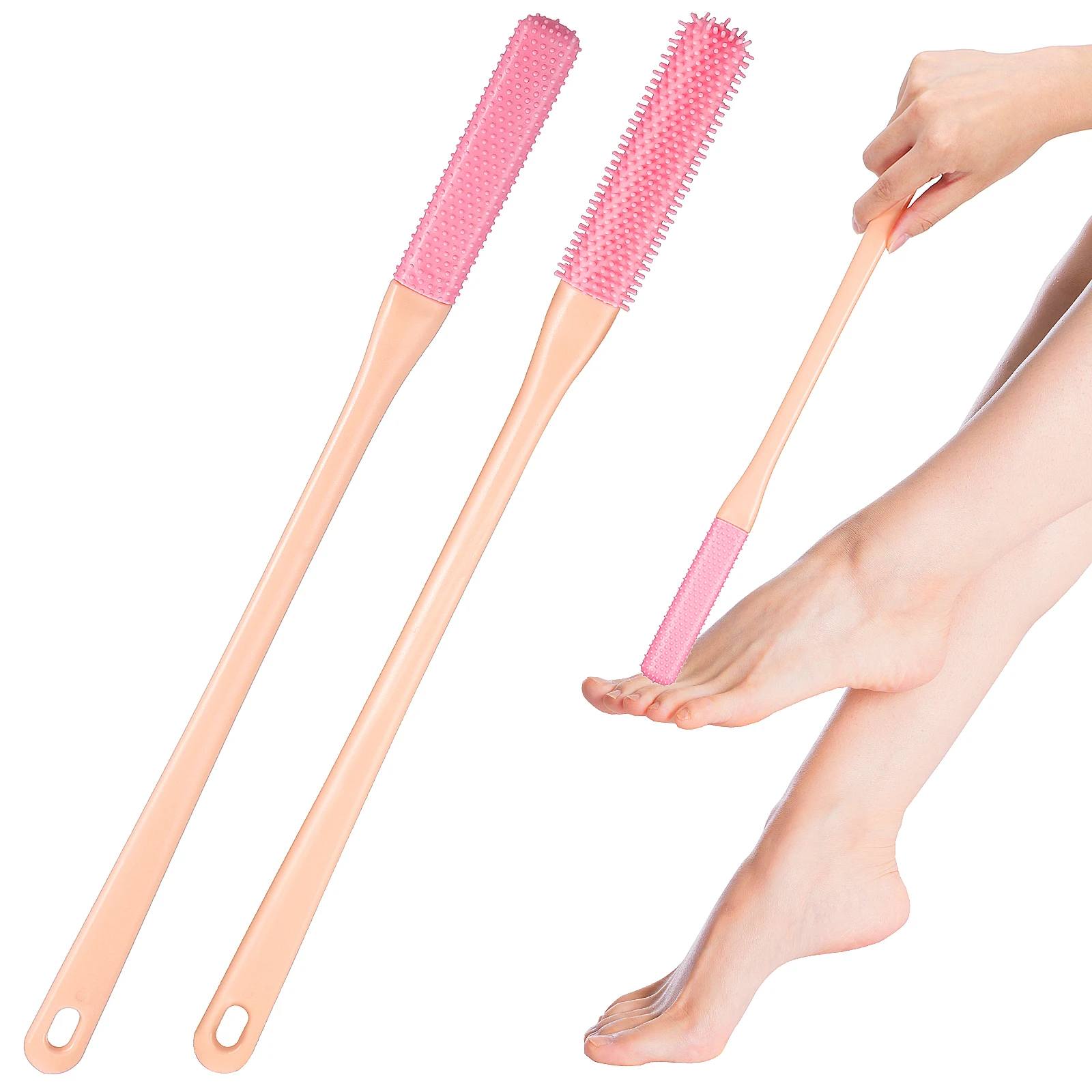 

2Pcs Foot Exfoliating Brush Long Handle Toe Gap Cleaning Tool Shower Scrubber for Men and Women Shower Toe Brush