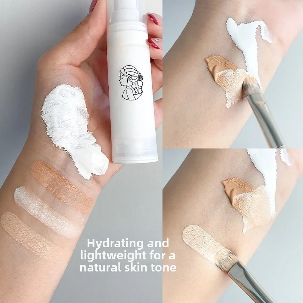 Naturalny wykończenie Biały płynny podkład z możliwością nakładania warstw, kryjący, bezpieczny, czysty biały toner, wodoodporna baza pod makijaż, makijaż na karnawał, makijaż do kostiumów.