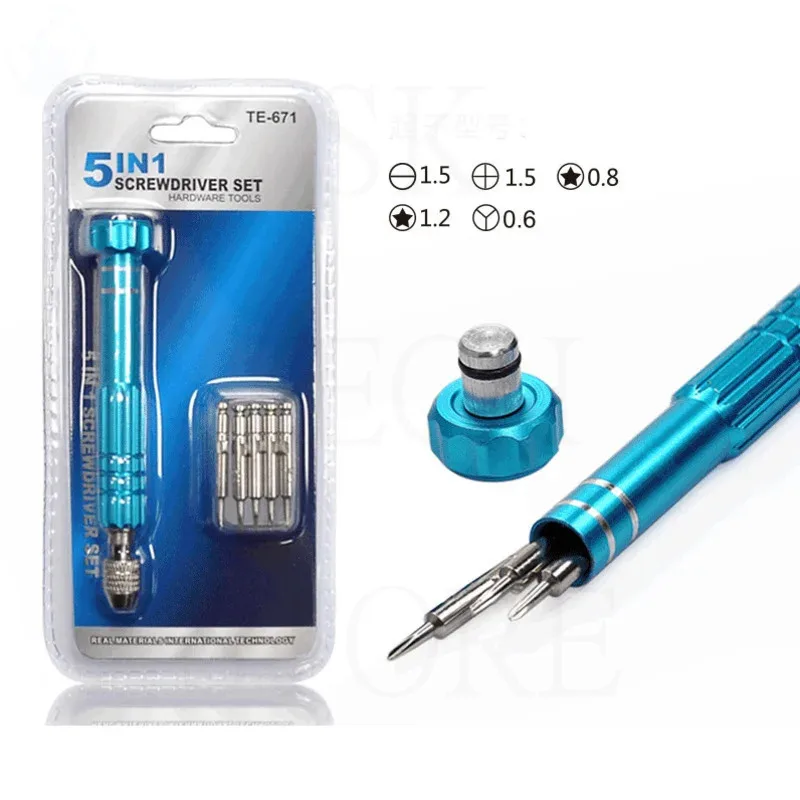 5 in 1 Mini Precision ไขควงชุด Magnetizer ไขควงอิเล็กทรอนิกส์เปิดซ่อมชุดเครื่องมือสําหรับ iPhone กล้องนาฬิกา PC