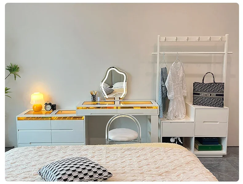 JJSolid Wood Cream Wind Coat Rack, Chest, Integrated Floor Hanger, Bedroom Rack To Put Clothes