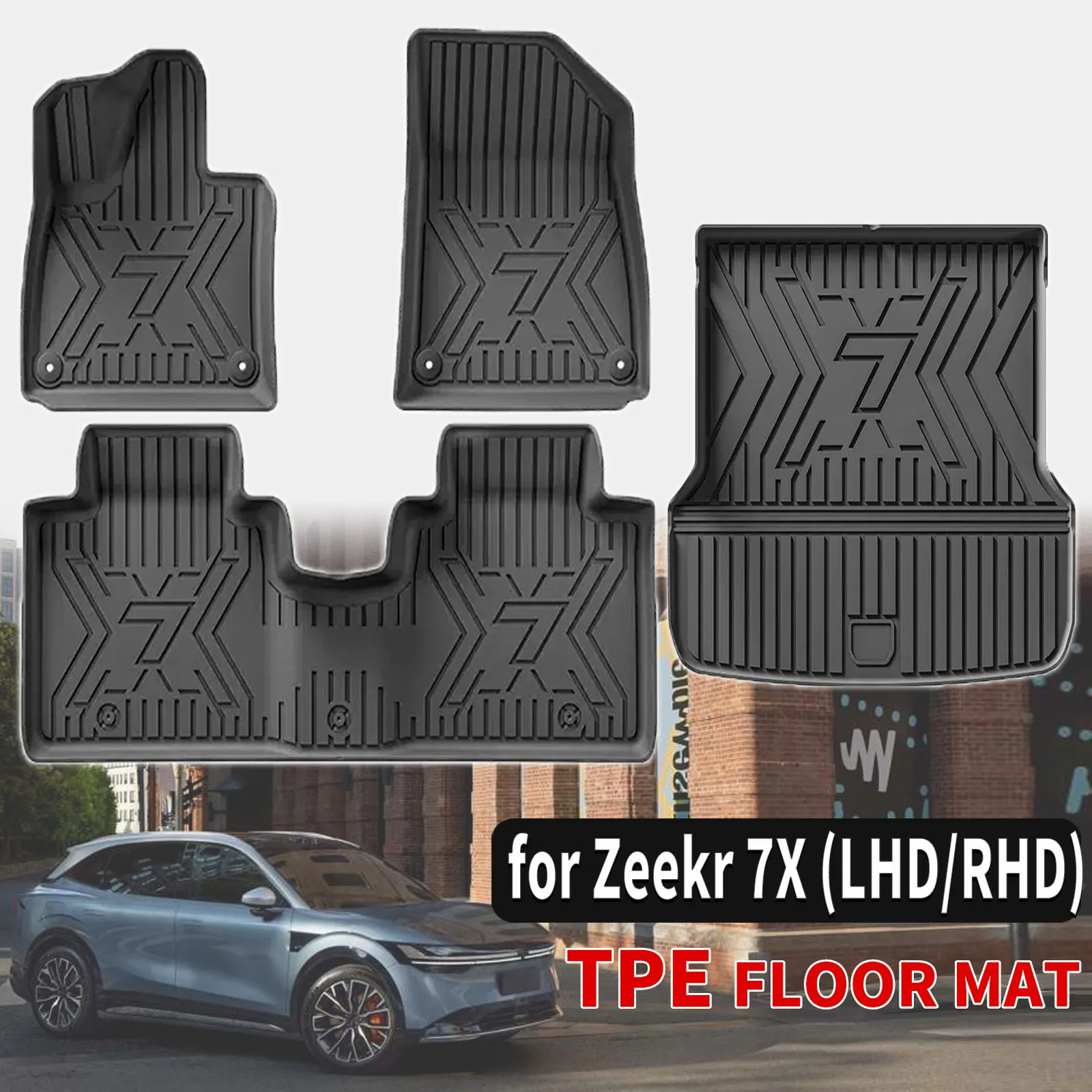 for Zeekr 7X 2026 2025 2024 RHD/LHD Custom TPE Mats Full Set Eco-Friendly Waterproof All-Weather Floor Liners Accessories