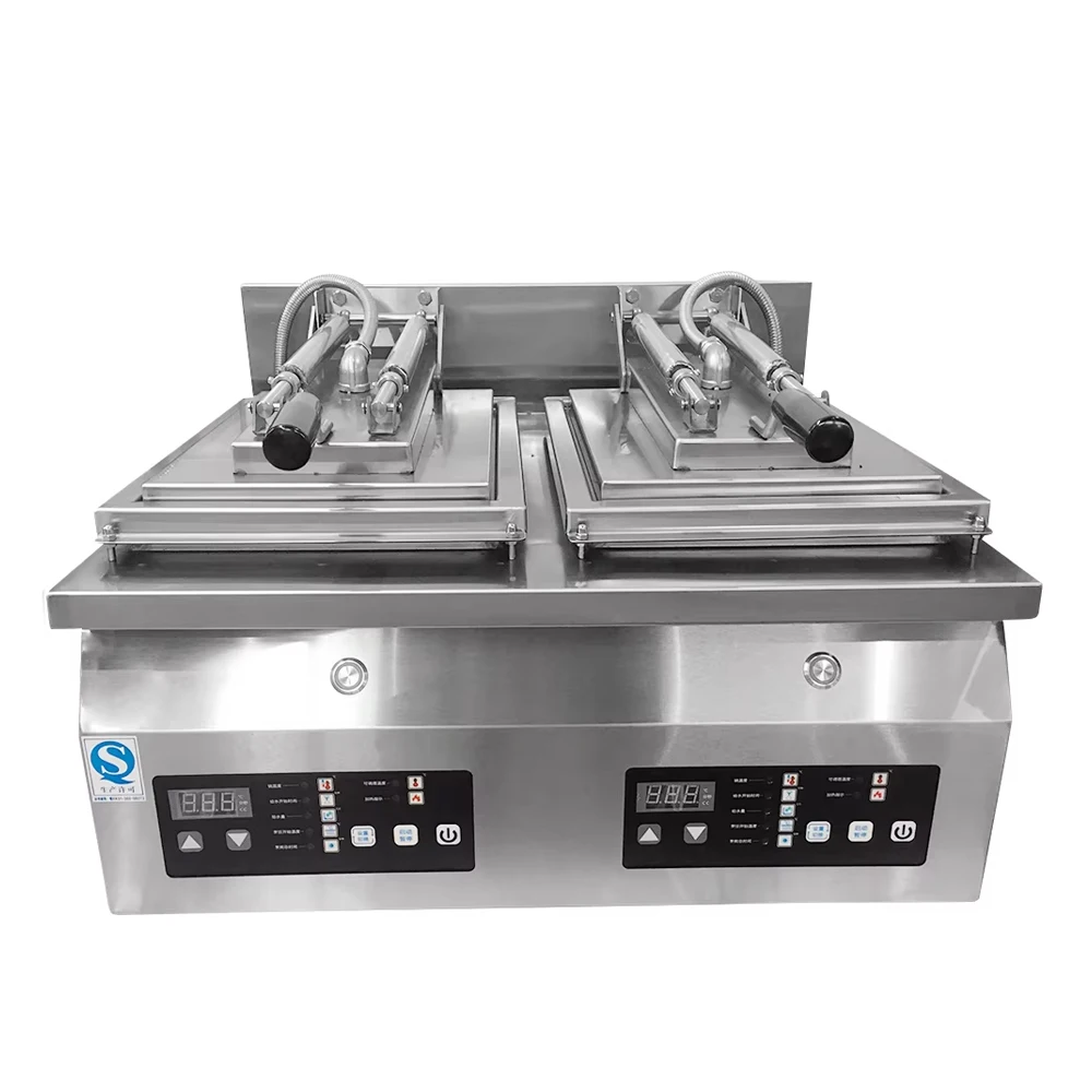 Commercial Double Pan Dumpling Automatic Fry Machine Fried Buns Machine Dumpling Fryer Electric Dumpling Frying Pan