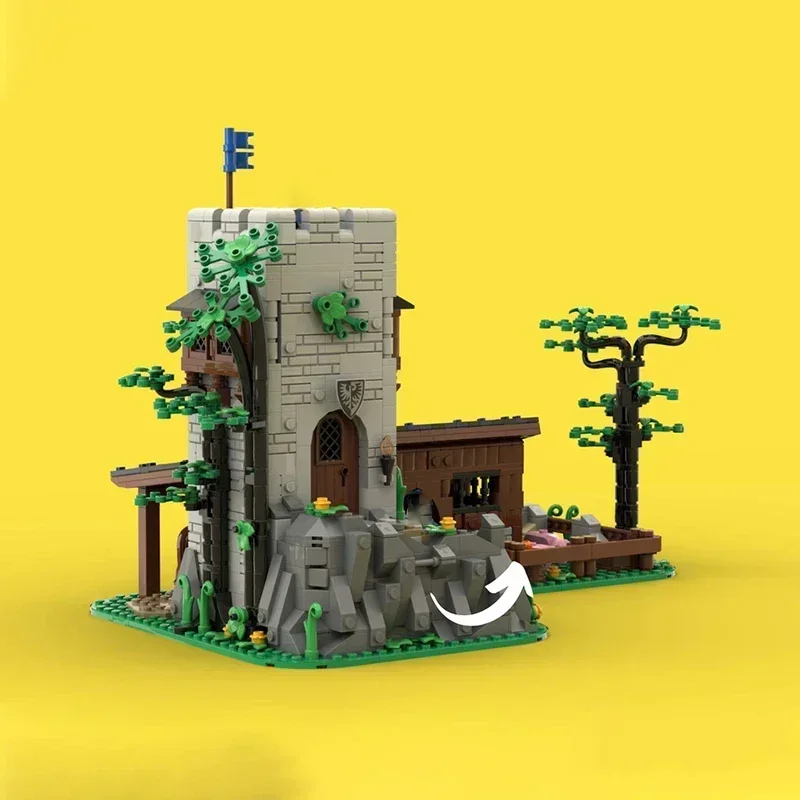 Medieval Castle Model MOC Building Bricks Military Watchtower Modular Technology Gifts Holiday Assemble Children Toys Suit