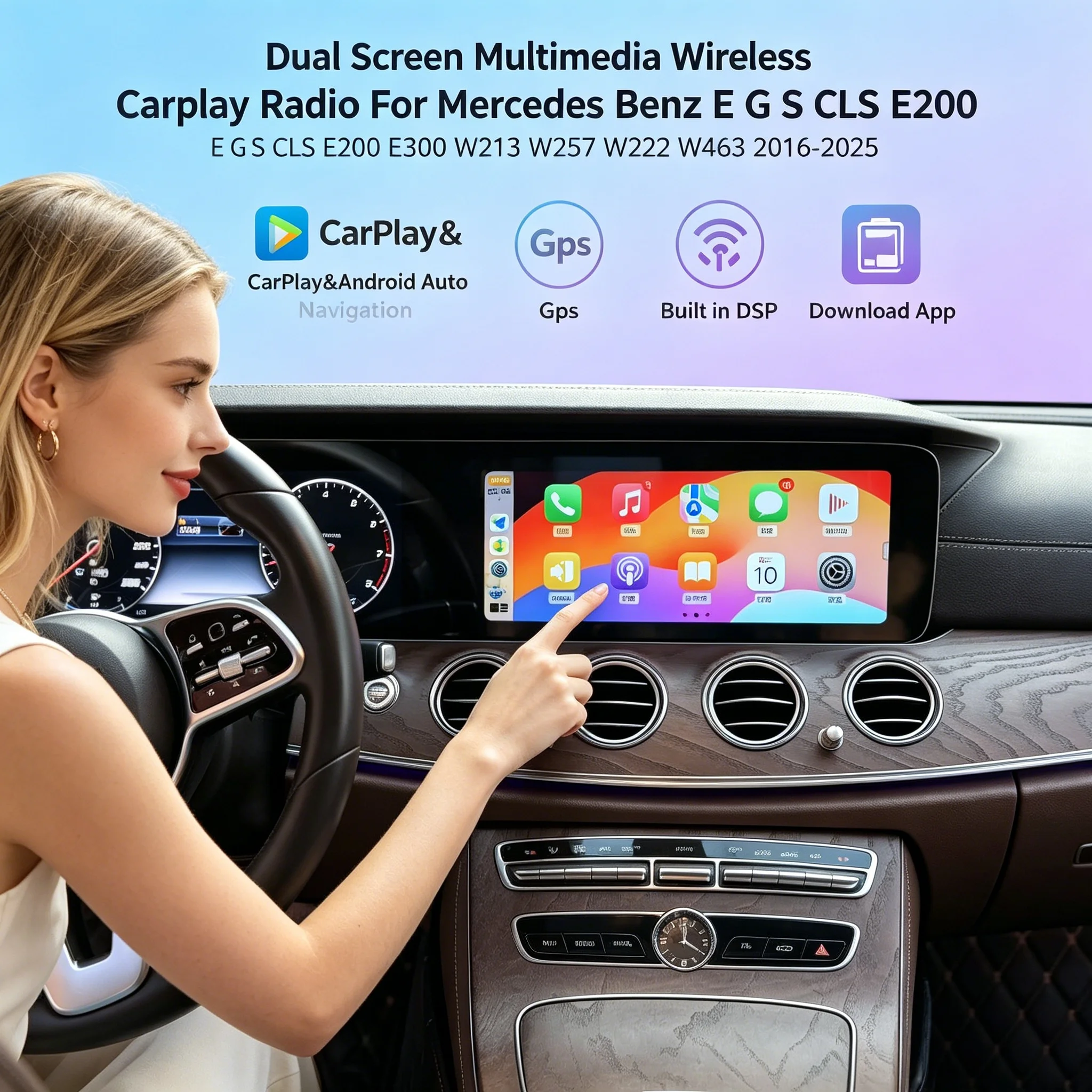 

H Dual Screen Multimedia Wireless Carplay Radio For Mercedes Benz E G S CLS E200 E300 W213 W257 W222 W463 2016 -2025 Android