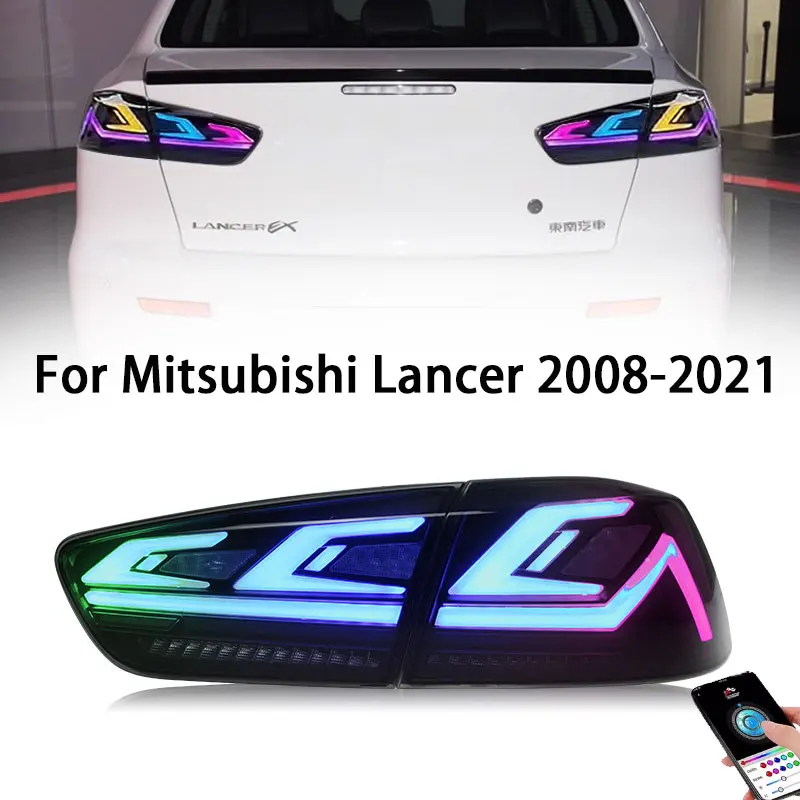 

Задние фонари для Mitsubishi Lancer EVO X 08-21, RGB светодиодные задние фонари, запуск анимации DRL, последовательный сигнал, Задний сигнал, лампа в сборе